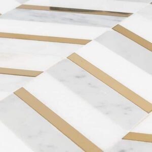 Dreamcicle Chevron Marble & Gold Metal Mosaic Tile (78.32 sq.ft)