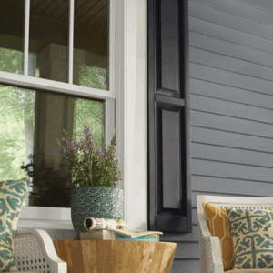 Ply Gem: 15 in. x 63 in. Raised Panel Polypropylene Shutters Pair in Black