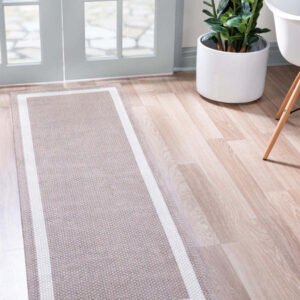 Unique Loom Taupe 2 ft. 2 in. x 6 ft. Decatur Border Runner Rug